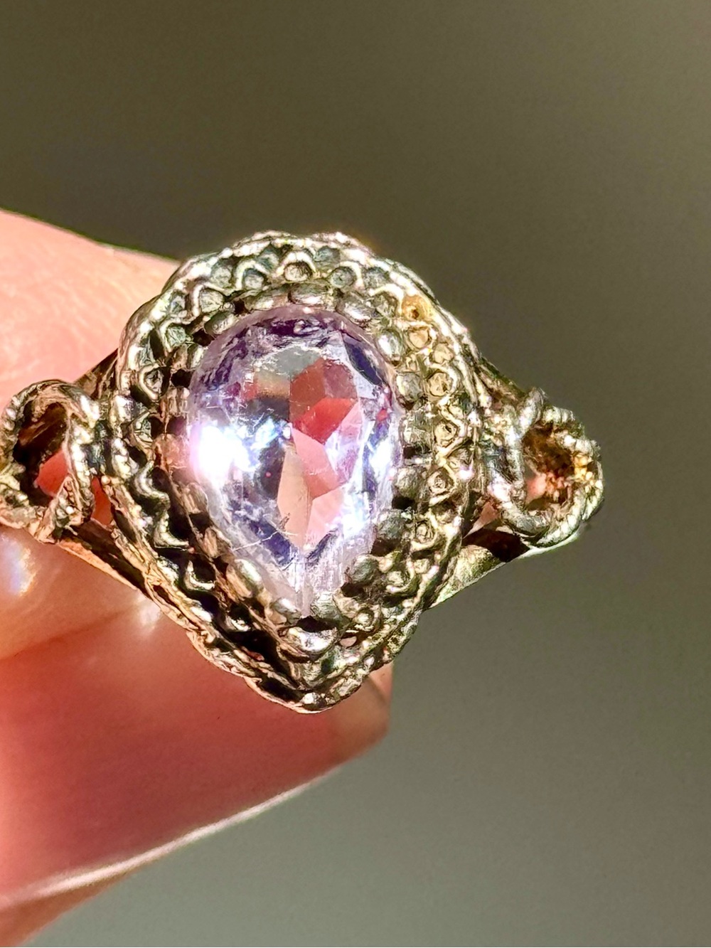 Vintage Lavender Amethyst Sterling Silver Ring - Sparkly and Gorgeous